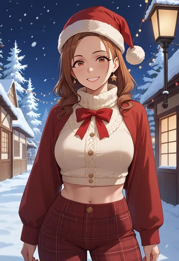 idolmaster,abe_nana,Christmas,plaid trousers  - AI generated anime art