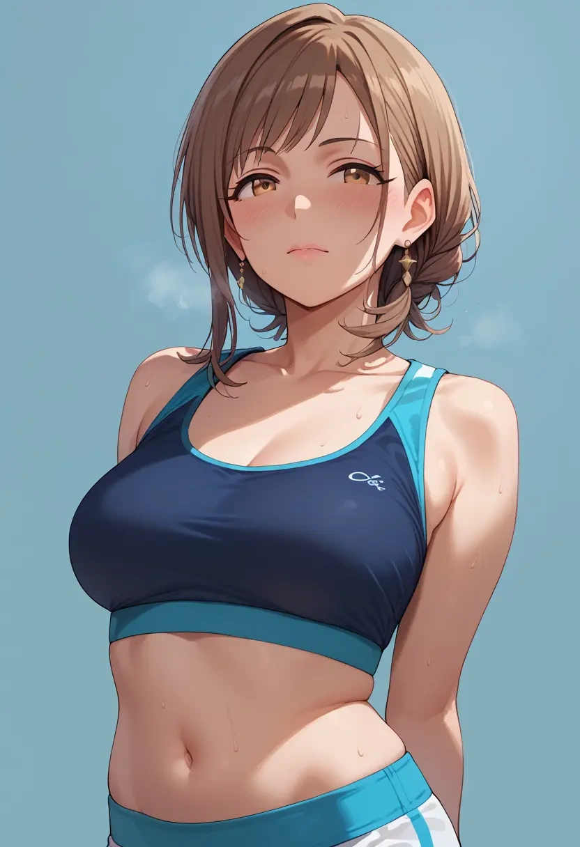 idolmaster,abe_nana,sports crop,high-waisted shorts  - 