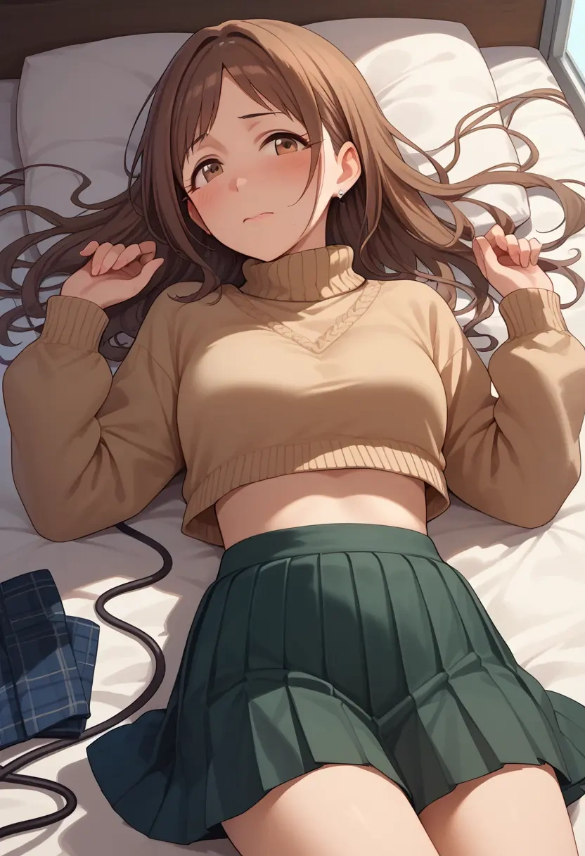 idolmaster,abe_nana,sweater,cropped,pleated midi skirt  - 