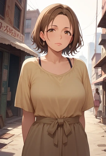 idolmaster,abe_nana,graphic tee,dolphin shorts  - AI generated anime art