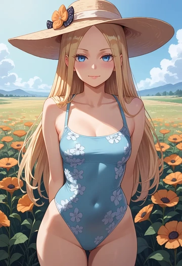 fate_(series),abigail_williams_(fate),swimsuit,floral print  - AI generated anime art