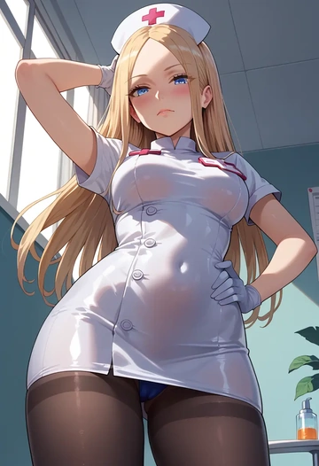 fate_(series),abigail_williams_(swimsuit_foreigner)_(fate),nurse pantyhose,mini skirt, sexy  - AI generated anime art