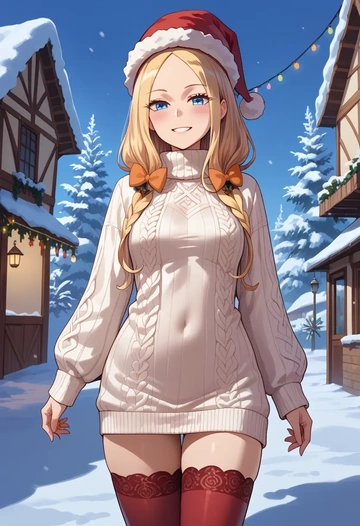 fate_(series),abigail_williams_(swimsuit_foreigner)_(fate),Christmas,sweater dress,stockings  - AI generated anime art