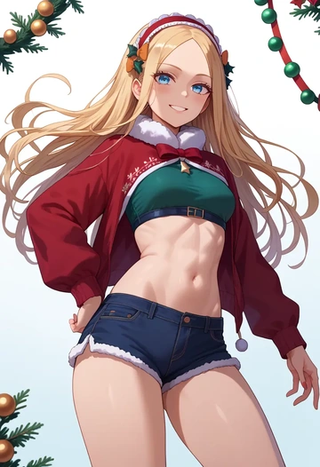 fate_(series),abigail_williams_(swimsuit_foreigner)_(fate),Christmas,red velvet shorts  - AI generated anime art