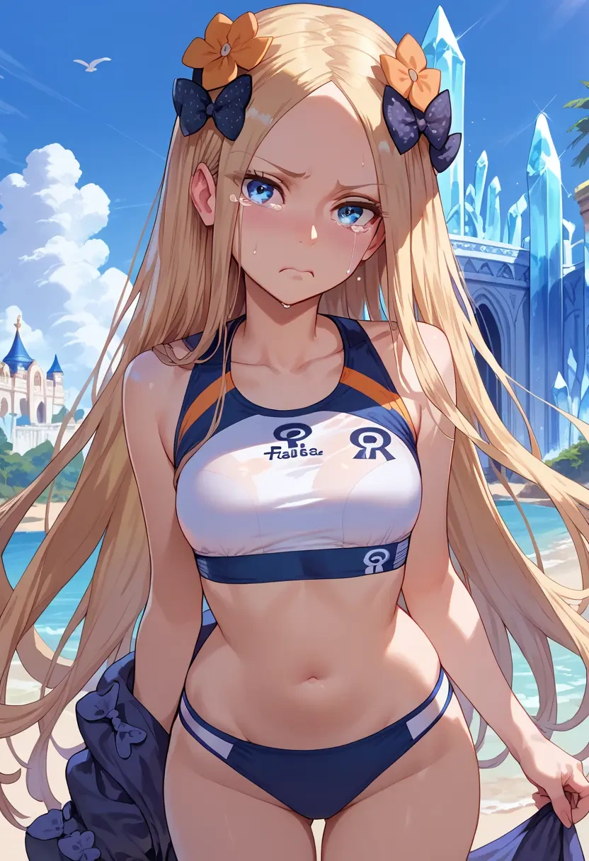 fate_(series),abigail_williams_(swimsuit_foreigner)_(fate),sports crop,high-waisted shorts  - 