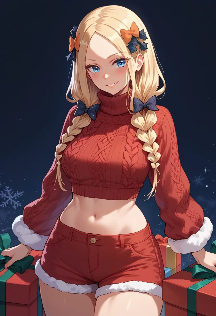 fate_(series),abigail_williams_(traveling_outfit)_(fate),Christmas,red velvet shorts,turtleneck sweater  - 