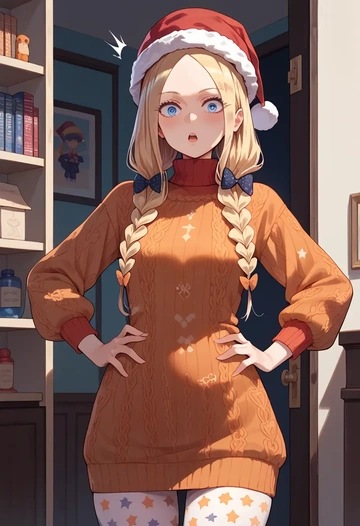 fate_(series),abigail_williams_(traveling_outfit)_(fate),Christmas,sweater dress,stockings  - AI generated anime art