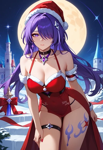 star rail,acheron,Christmas,red velvet dress  - AI generated anime art