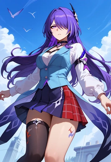 star rail,acheron,winter,student uniform,vest  - AI generated anime art