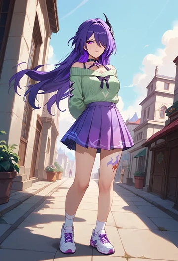 star rail,acheron,spring,student uniform,knit sweater  - AI generated anime art