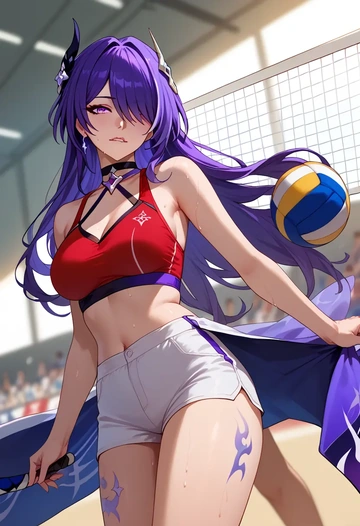 star rail,acheron,volleyball uniform  - AI generated anime art