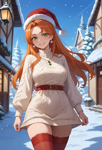 a.i._voice,adachi_rei,Christmas,sweater dress,stockings  - AI generated anime art