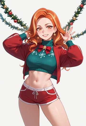 a.i._voice,adachi_rei,Christmas,red velvet shorts  - AI generated anime art