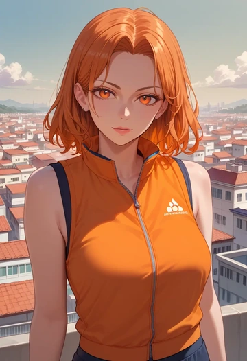 a.i._voice,adachi_rei,sports vest,capri leggings  - AI generated anime art