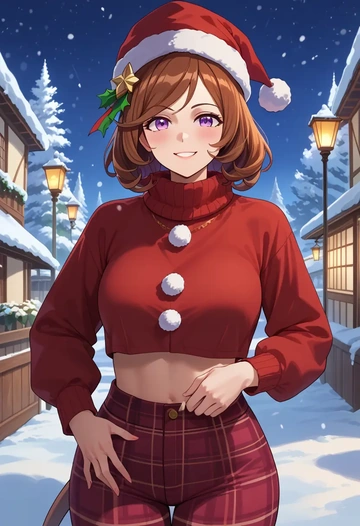 umamusume,admire_vega_(umamusume),Christmas,plaid trousers  - AI generated anime art