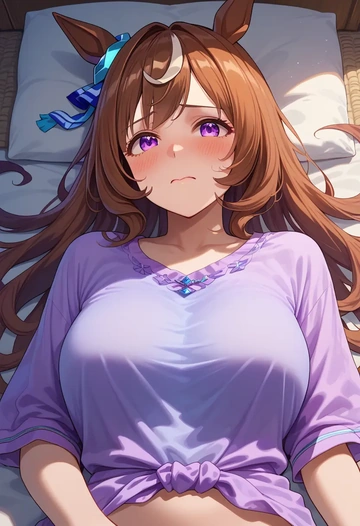 umamusume,admire_vega_(umamusume),tie-dye shirt,dolphin shorts  - AI generated anime art