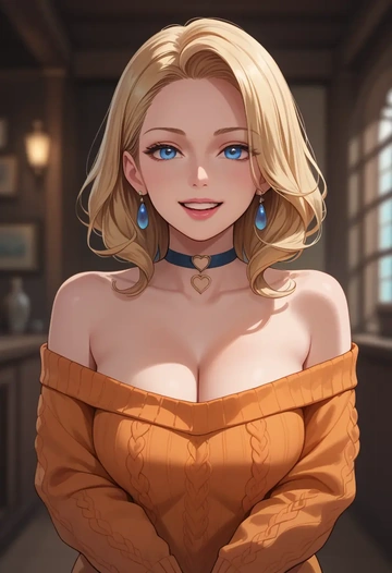 final_fantasy,adventurer_(ff11),orange,sweater,choker  - AI generated anime art