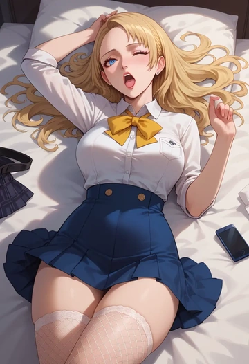 persona,aegis_(persona),mini skirt, stockings  - AI generated anime art