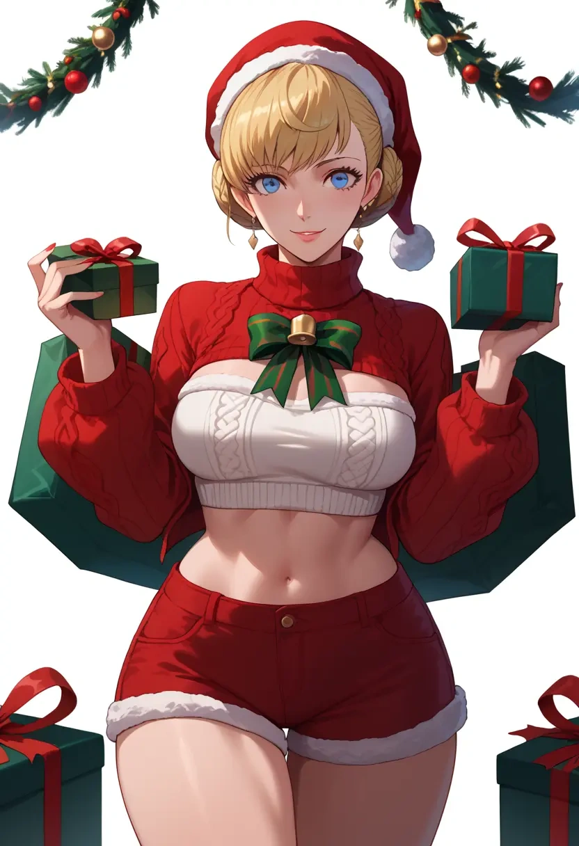 persona,aegis_(persona),Christmas,red velvet shorts,turtleneck sweater  - 