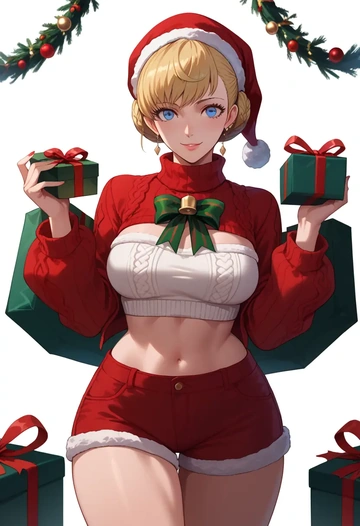 persona,aegis_(persona),Christmas,red velvet shorts,turtleneck sweater  - AI generated anime art