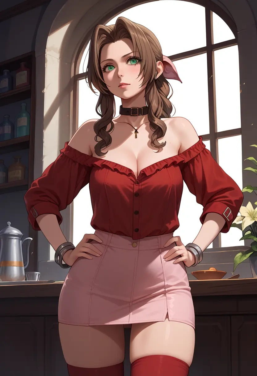 final_fantasy,aerith_gainsborough,collar,oversized,Thigh garters  - 