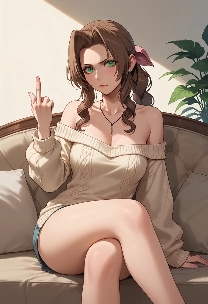 final_fantasy,aerith_gainsborough,off-shoulder,sweater  - 