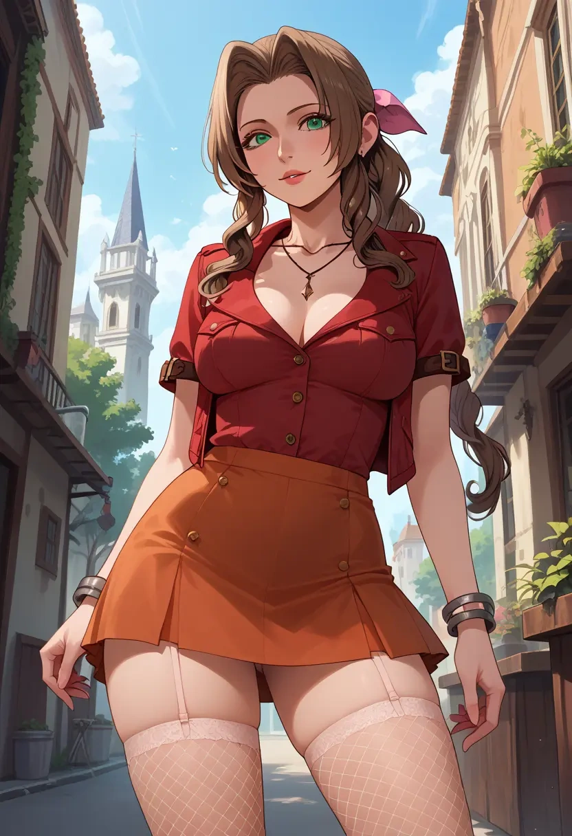 final_fantasy,aerith_gainsborough,mini skirt, stockings  - 