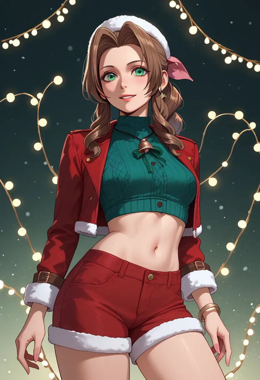 final_fantasy,aerith_gainsborough,Christmas,red velvet shorts  - 