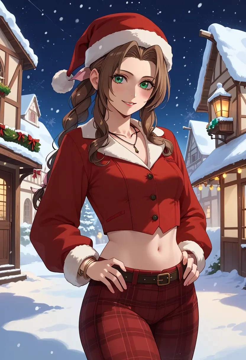 final_fantasy,aerith_gainsborough,Christmas,plaid trousers  - 