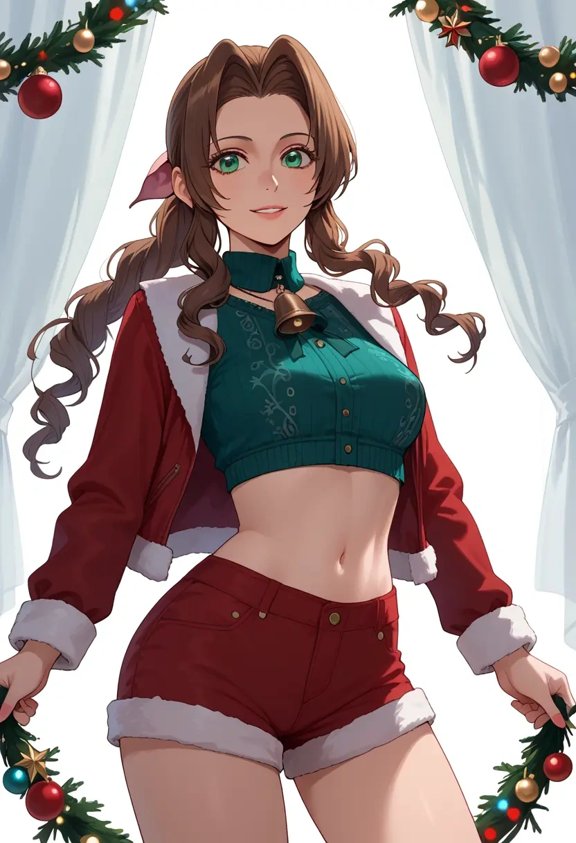 final_fantasy,aerith_gainsborough,Christmas,red velvet shorts  - 