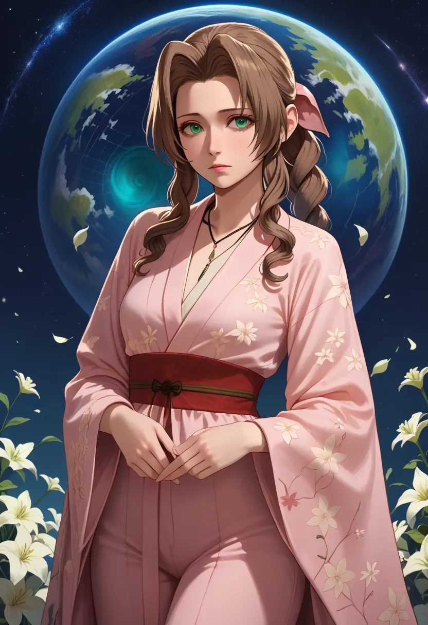 final_fantasy,aerith_gainsborough,kimono,silk,wide-leg trousers  - 