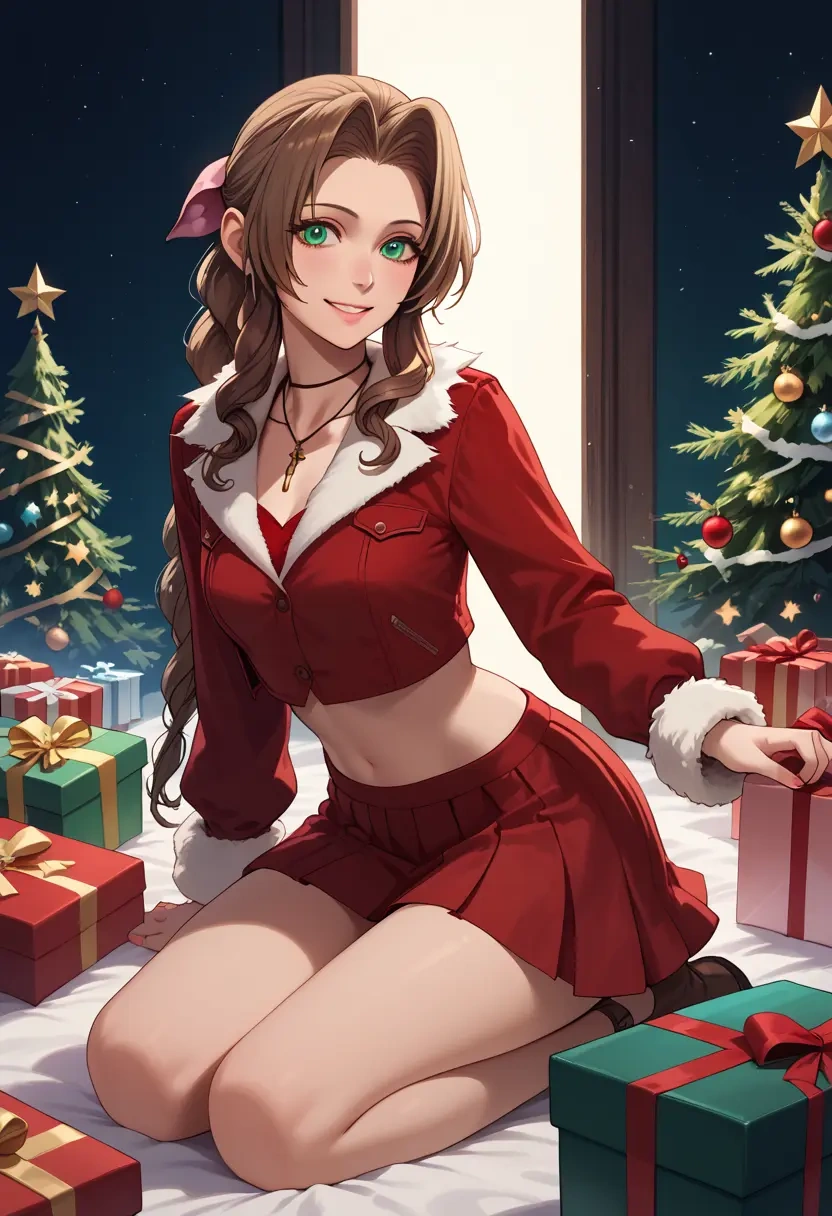 final_fantasy,aerith_gainsborough,Christmas,skirt  - 