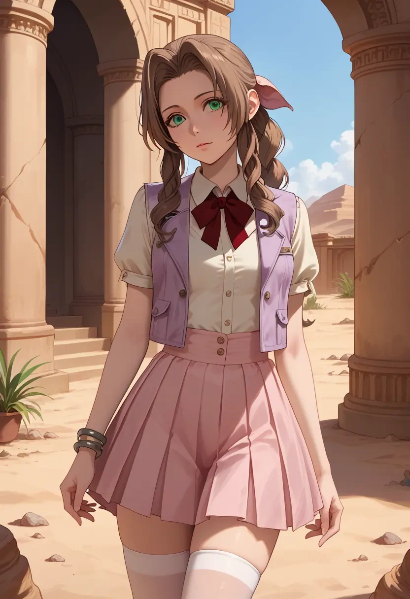 final_fantasy,aerith_gainsborough,spring,student uniform,vest  - 