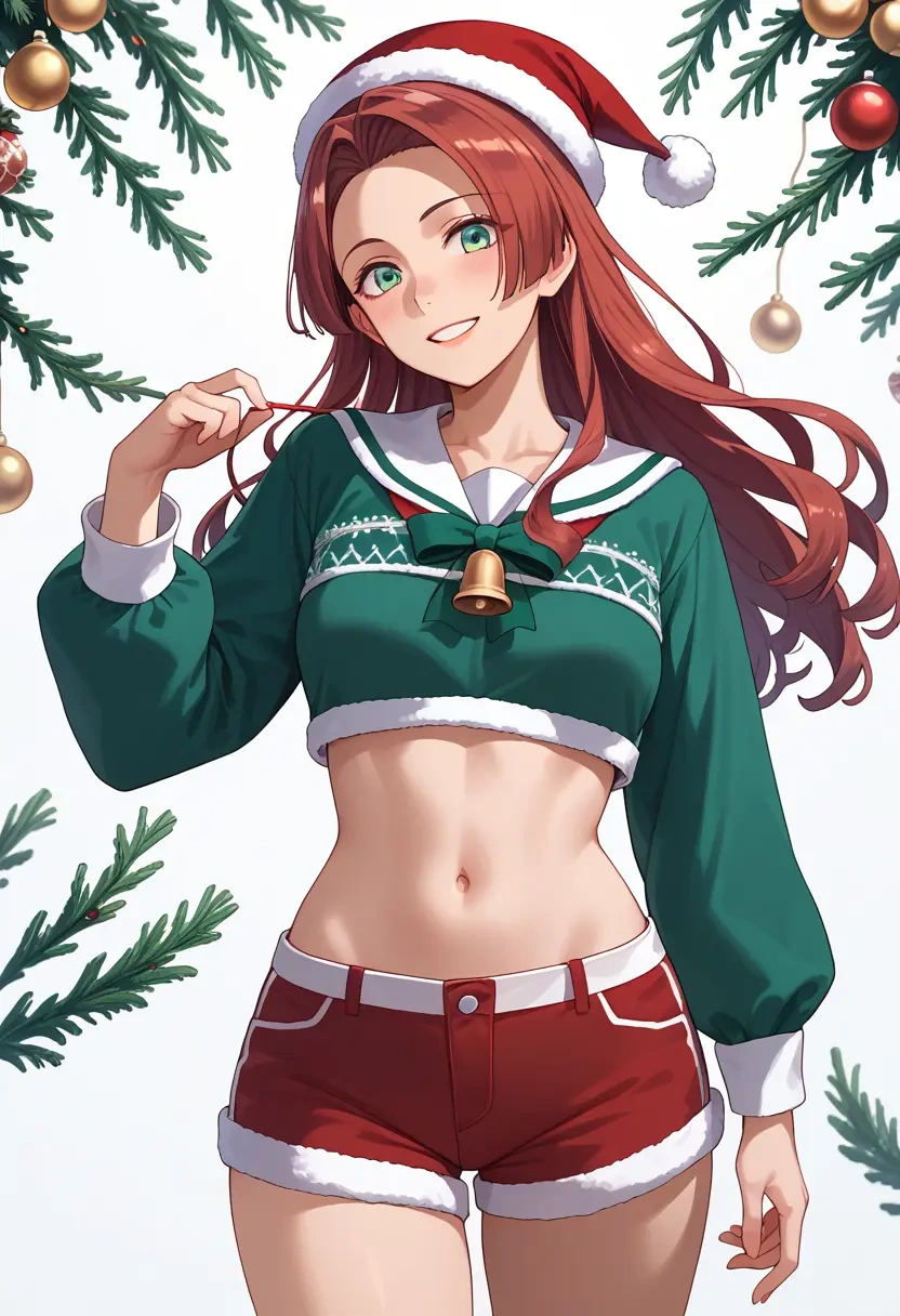 kantai_collection,agano_(kancolle),Christmas,red velvet shorts  - 