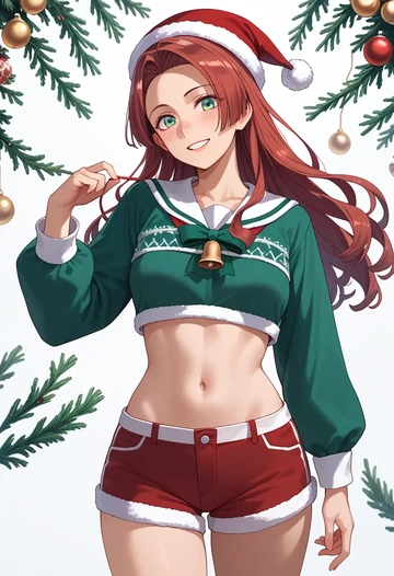 kantai_collection,agano_(kancolle),Christmas,red velvet shorts  - AI generated anime art