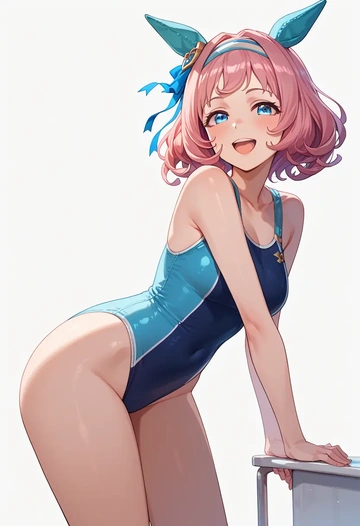 umamusume,agnes_digital_(umamusume),racerback swimsuit,striped trim,name tag patch  - AI generated anime art