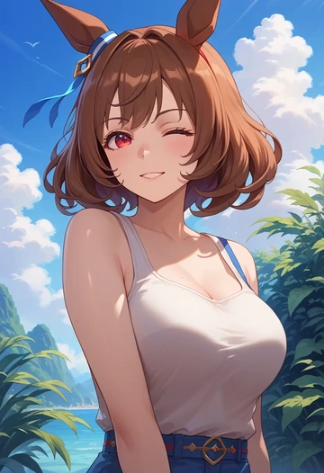 umamusume,agnes_tachyon_(umamusume),tank top,mesh,cycling shorts  - AI generated anime art