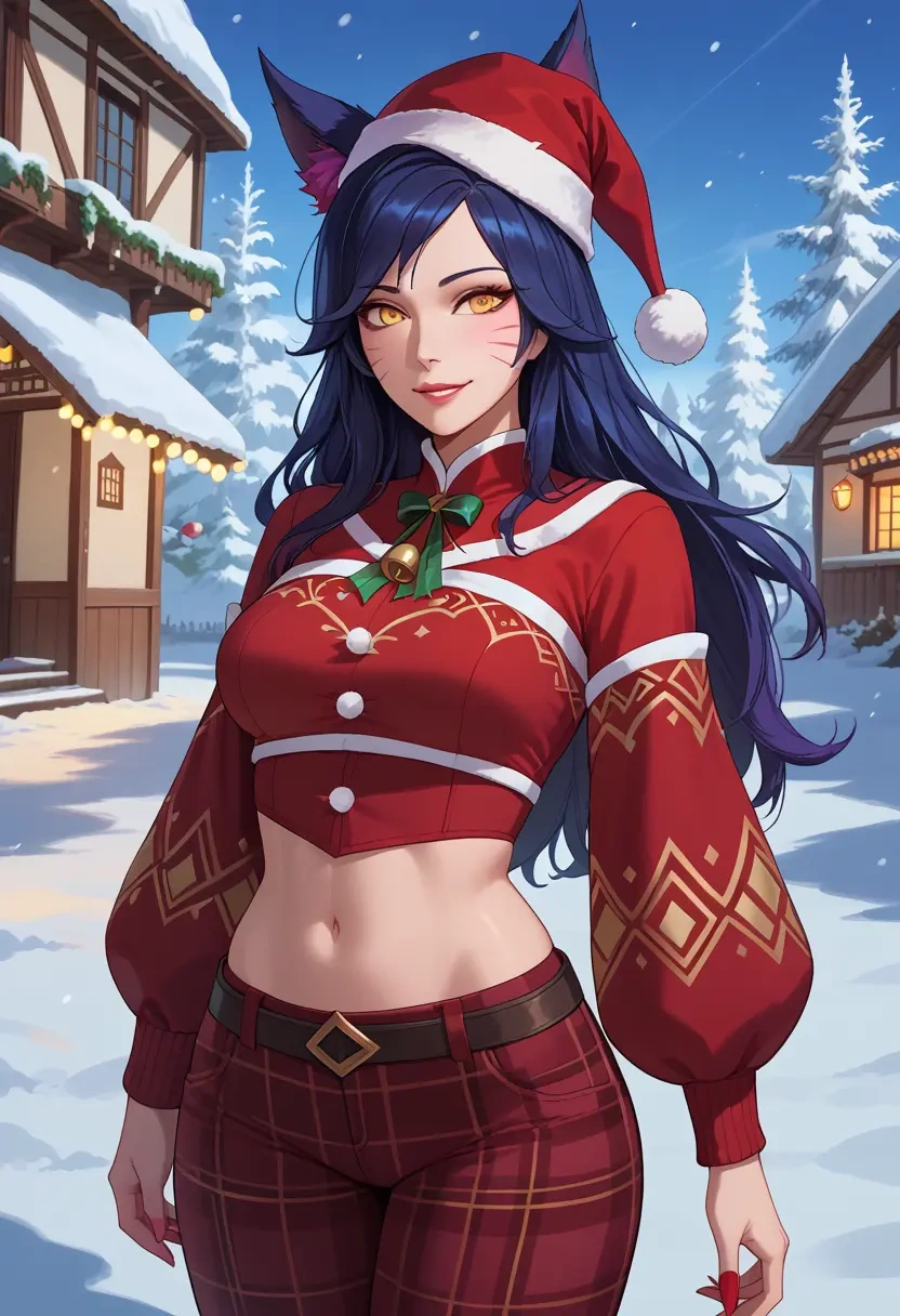 league_of_legends,ahri_(league_of_legends),Christmas,plaid trousers  - 