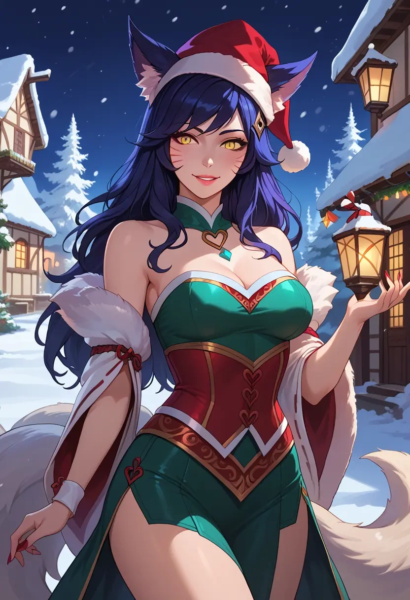 league_of_legends,ahri_(league_of_legends),Christmas,dress  - 