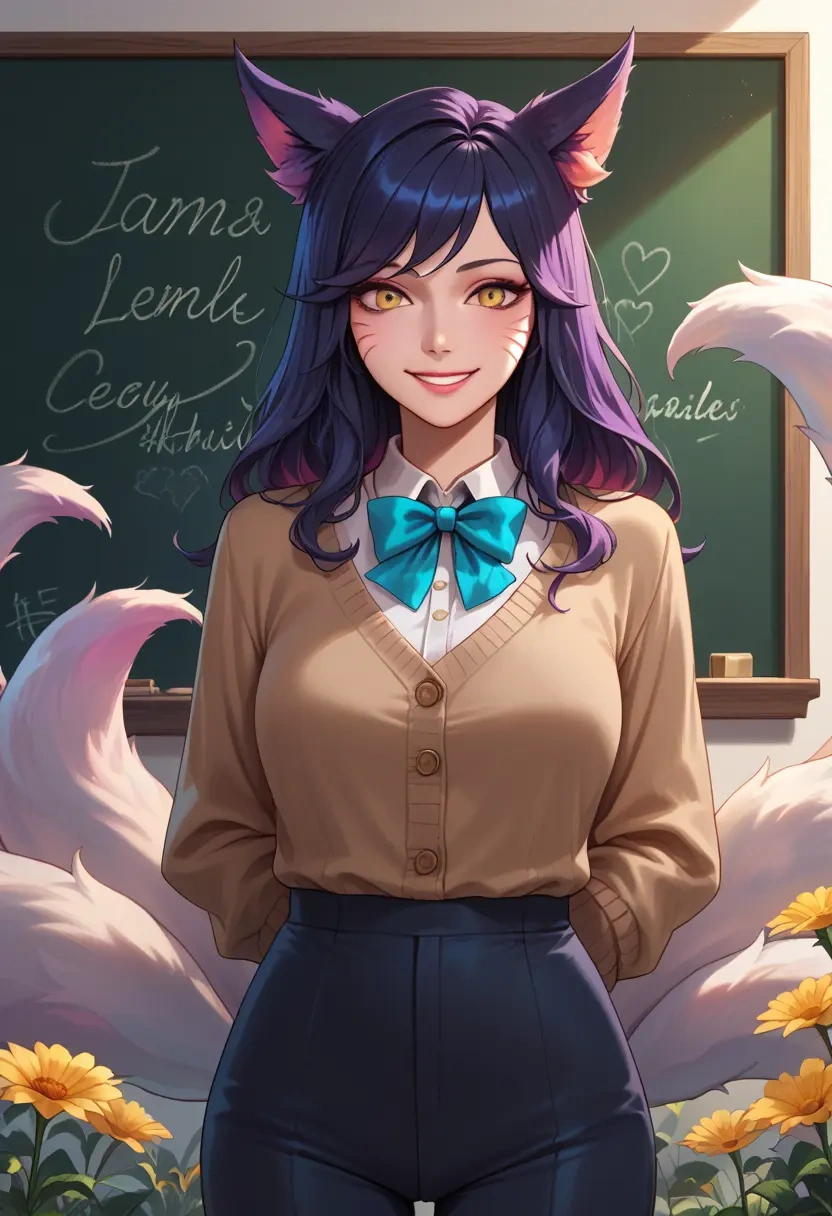 league_of_legends,ahri_(league_of_legends),teacher, sweater  - 