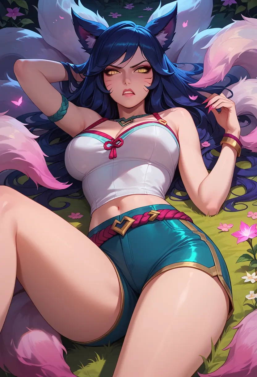 league_of_legends,ahri_(league_of_legends),jogger shorts,oversized tank  - 