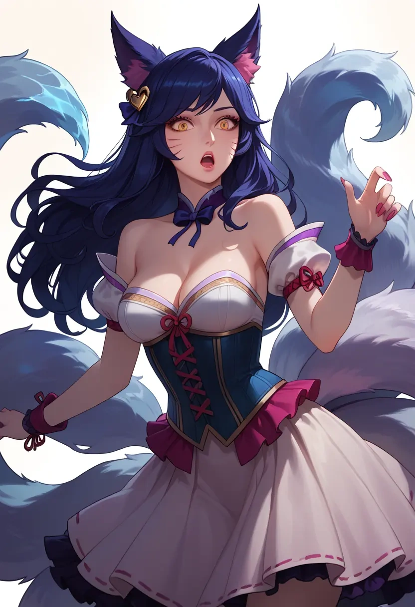 league_of_legends,ahri_(league_of_legends),corset,bustier,long tulle skirt  - 