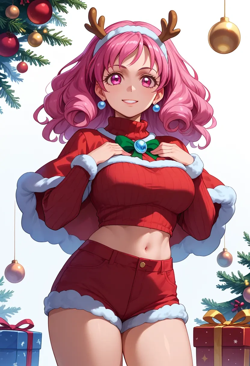 precure,aida_mana,Christmas,red velvet shorts,turtleneck sweater  - 