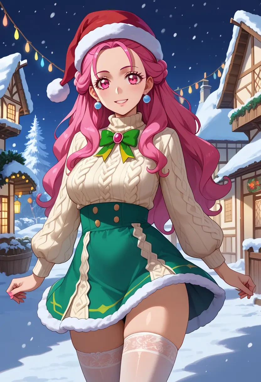 precure,aida_mana,Christmas,sweater dress,stockings  - 