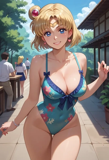 bishoujo_senshi_sailor_moon,aino_minako,swimsuit,floral print  - AI generated anime art