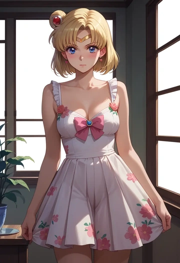 bishoujo_senshi_sailor_moon,aino_minako,silk slip dress,floral prints  - AI generated anime art