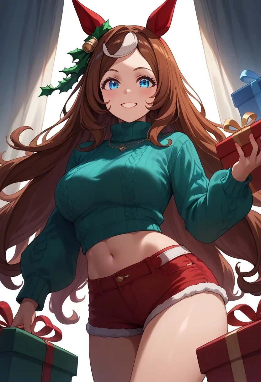 umamusume,air_groove_(umamusume),Christmas,red velvet shorts,turtleneck sweater  - 