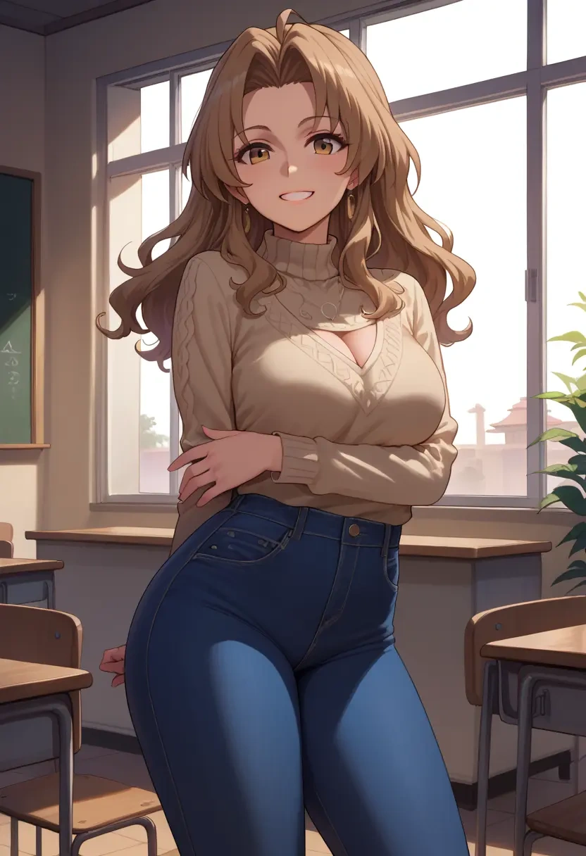 toradora!,aisaka_taiga,teacher, sweater, jeans shorts  - 