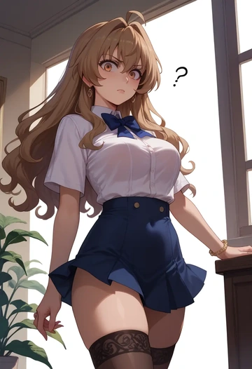 toradora!,aisaka_taiga,mini skirt, stockings  - AI generated anime art