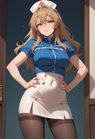 toradora!,aisaka_taiga,nurse, pantyhose,mini skirt  - AI generated anime art